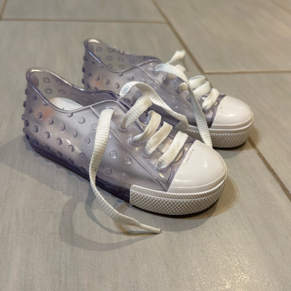 Mini Melissa Transparent Purple Jelly Sneakers with White Toe Caps